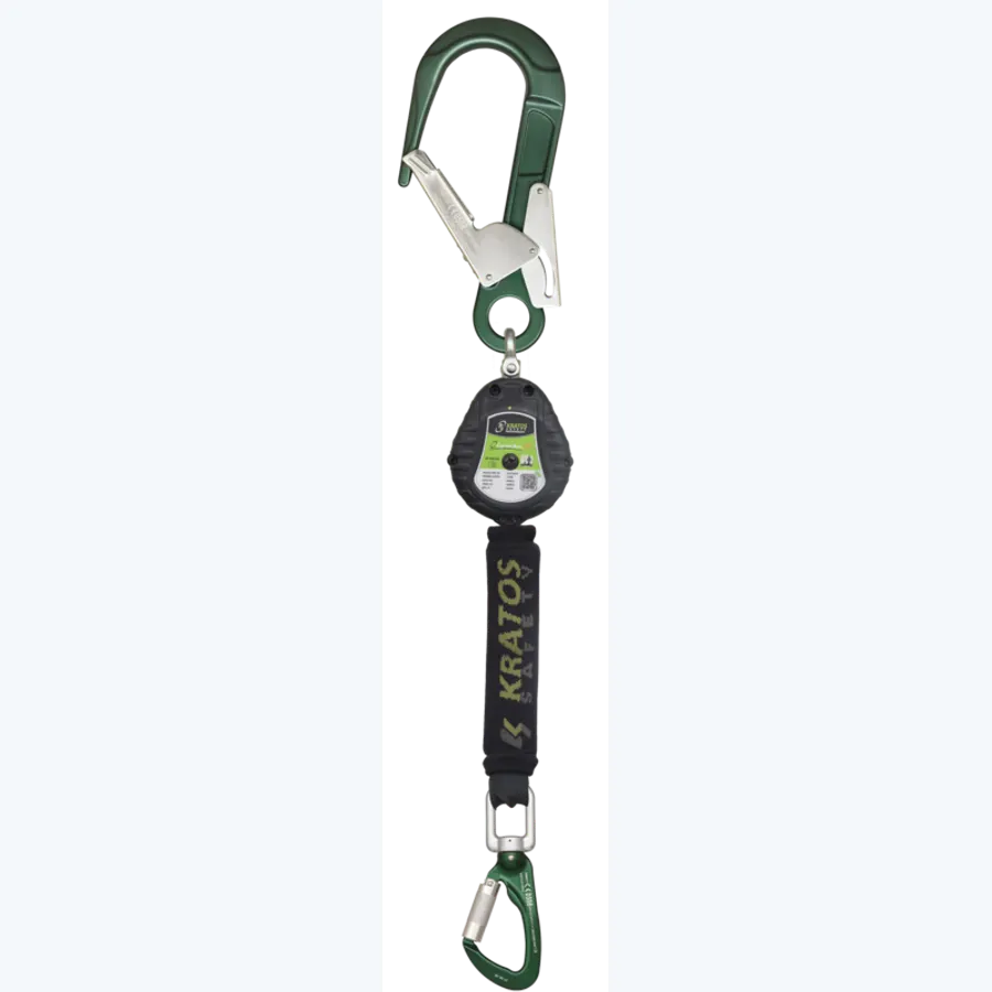 OLYMPE-S, Retractable fall arrester 2 m polymer casing webbing lanyard with energy absorbergy absorber
