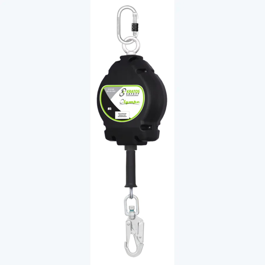 OLYMPE, Retractable fall arrester with aluminium casing with galvanized steel wire rope, 20m