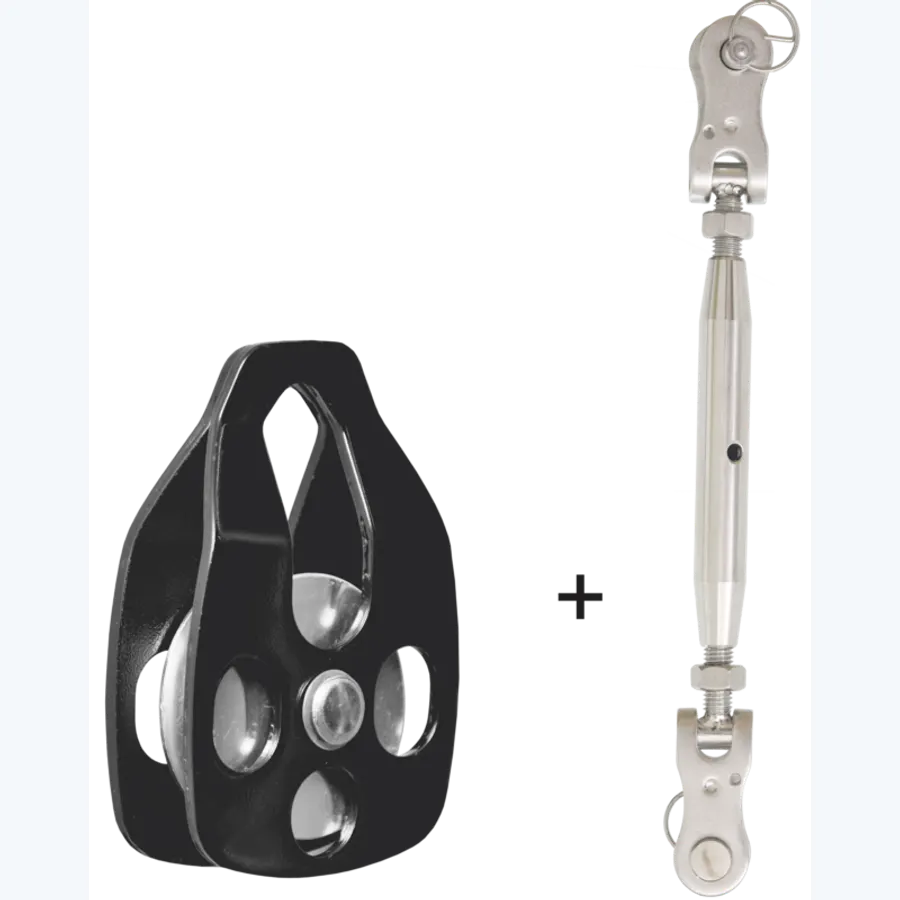 Tensioner and pulley set for TYROLL ratchet pulley