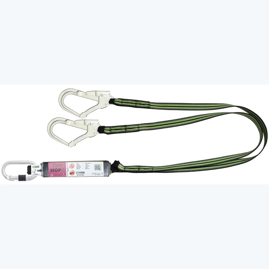 HOPE - Forked energy absorbing webbing lanyard 1.80 m and connectors FA 50 101 17 and FA 50 207 55