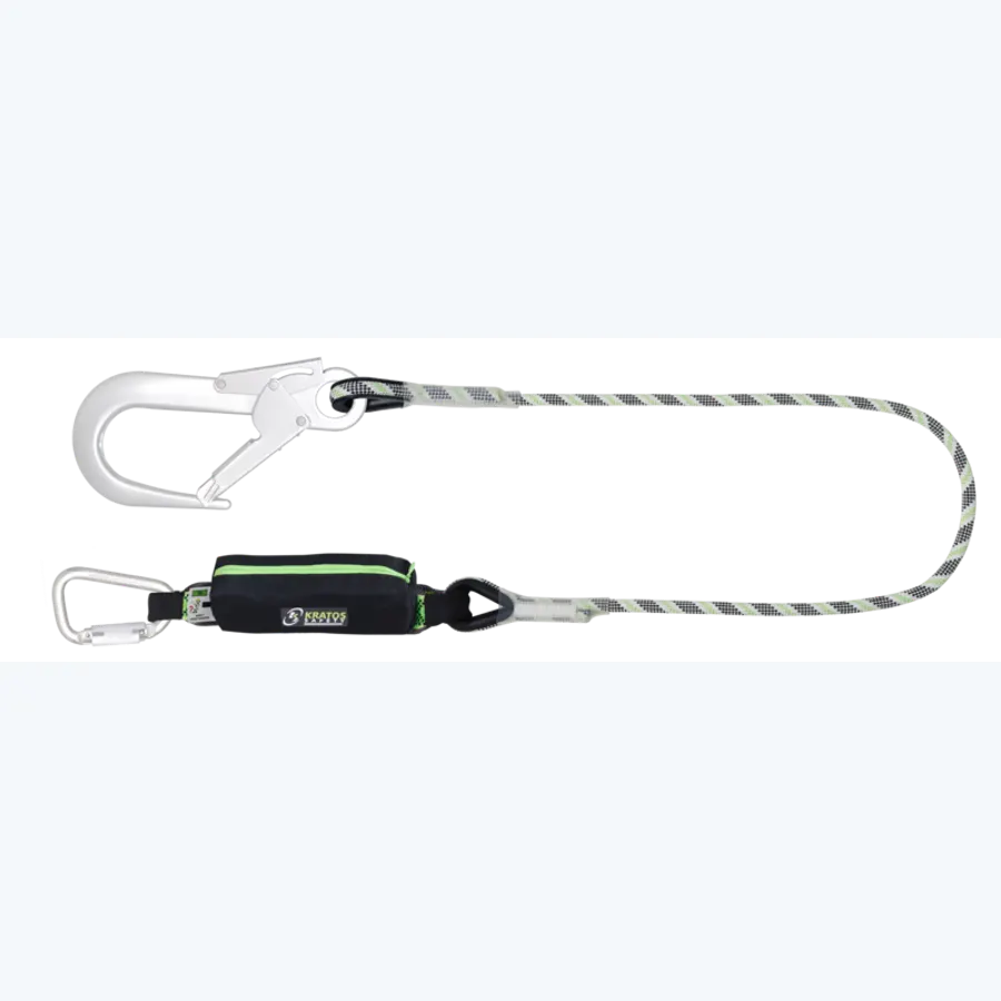 CURIOSITY-S - Energy absorbing kernmantle rope lanyard with aluminium connectors, lg. 1 m