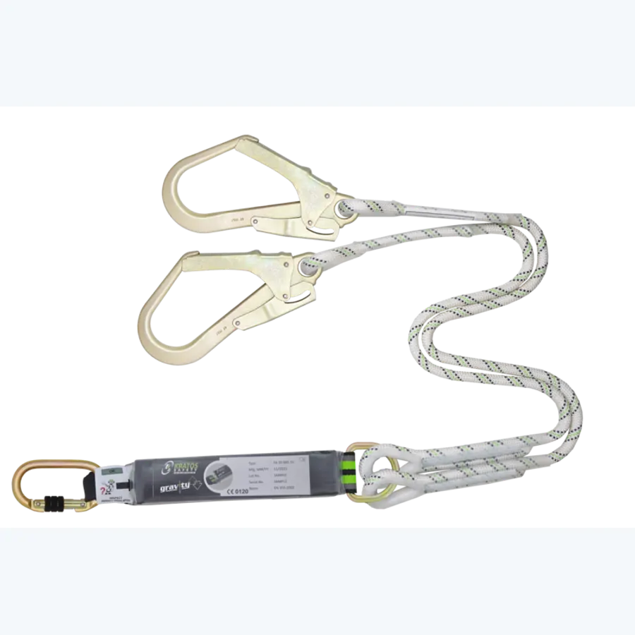 HOPE - Forked energy absorbing kernmantle rope lanyard 1 mtr with connectors FA 50 101 17 and FA 50 207 55