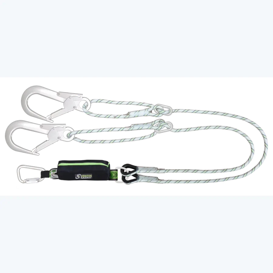 CURIOSITY - Forked Energy absorbing kernmantle rope lanyard 2 mtr with ring adjuster