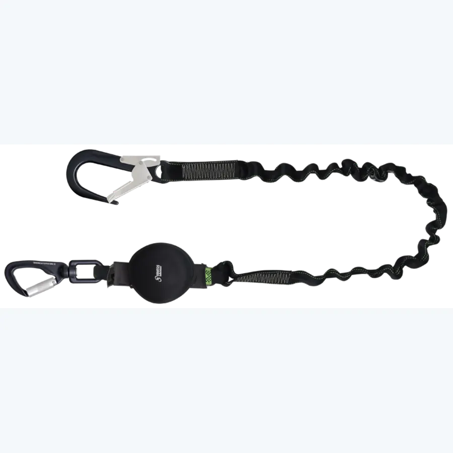 GRAVITY-S - Expandable lanyard with energy absorber and 2 aluminium hooks, length 2 m