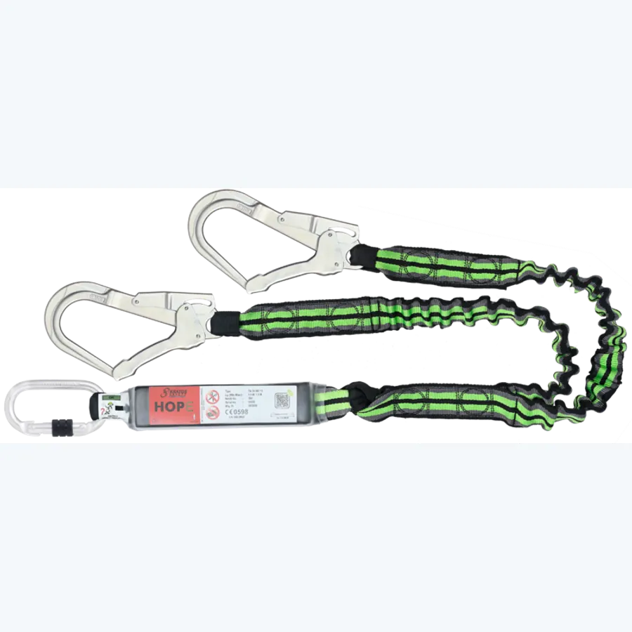 HOPE - Forked energy absorbing expandable lanyard 1.50 mtr with connectors FA 50 101 17 and FA 50 207 55