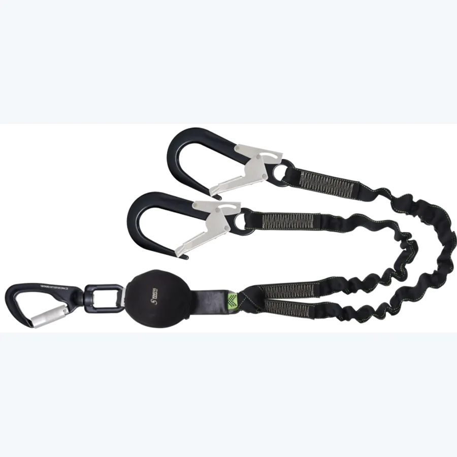 GRAVITY-S - Forked expandable lanyard with energy absorber and 3 aluminium karabiners, lg 1.50 m