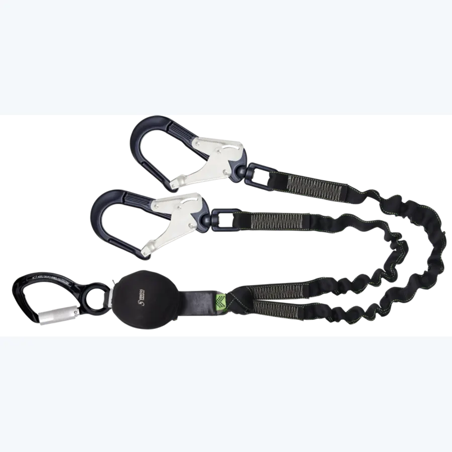 GRAVITY-S - Forked expandable lanyard with energy absorber and connectors with swivel for use near sharp edges
