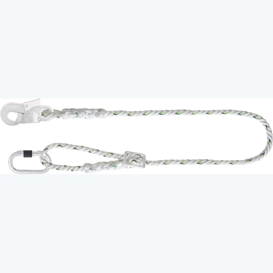 Work Positioning Twisted Rope Lanyard with ring adjuster