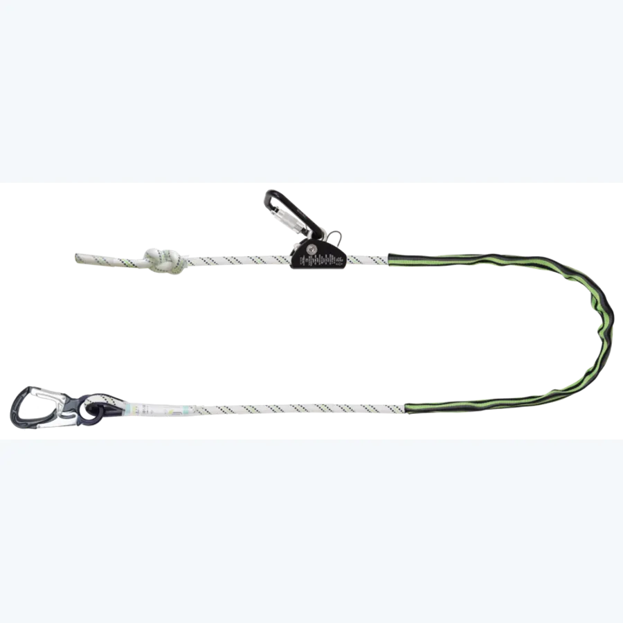 ASTRA, Work positioning lanyard, Kernmantle rope lg. 2 m, aluminum grip adjusterand connectors