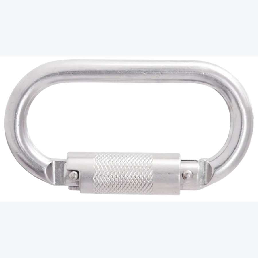 Steel quarter turn-locking karabiner