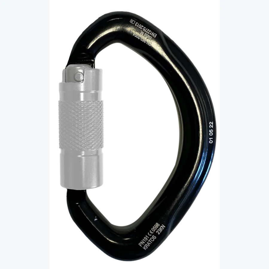 LUNA, 1/4 turn-locking multidirectionalsemi-circle karabiner, 20 mm opening - Keylock type