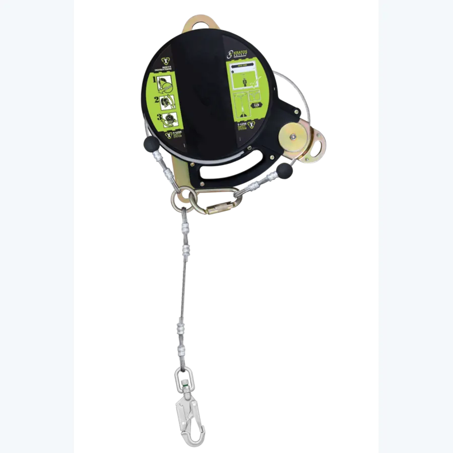 T-LINE, Retractable fall arrester with steel dual safety cable, lg. 24 m