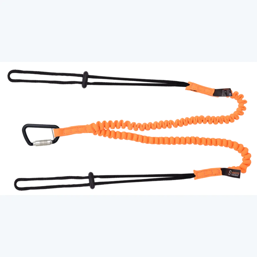 Forked stretch lanyard for connecting tools