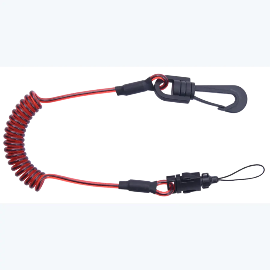 Mini coil tool lanyard with a swivel connector and a detachable attachment loop